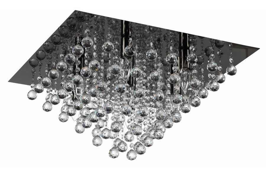 LANCASTER CRYSTAL krištáľový stropný luster čierny 7xE14/40W, 56x56cm